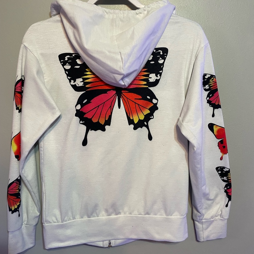 White Butterfly Zip-Up Jacket